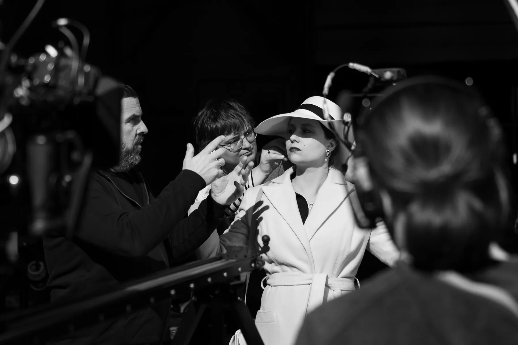 Director and DoP working through a take with the lead actress